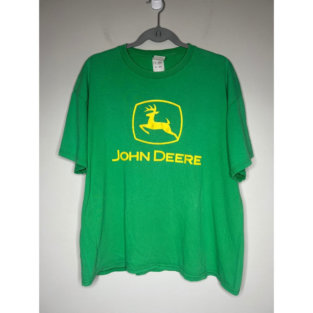 VTG Fruit of the Loom John Deere Graphic T-Shirt XL Green Short Sleeve Logo Tee